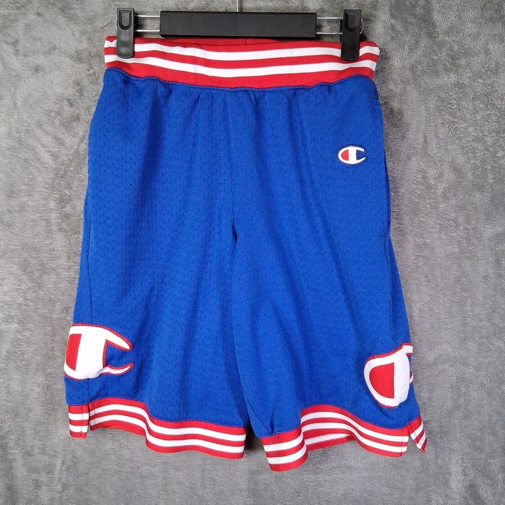 Champion Mesh Shorts Men Size Small Blue Big C With Pockets Adjustable Waist